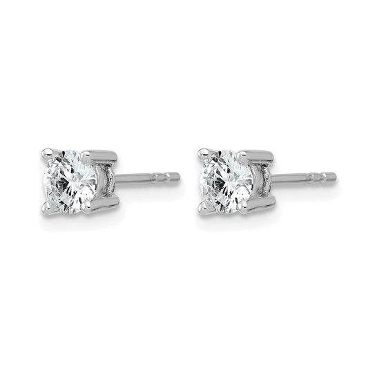 14k White Gold 7/8 carat Lab Grown Diamond VS/SI+ G+ Round Complete Four Prong Heavyweight Stud Earrings