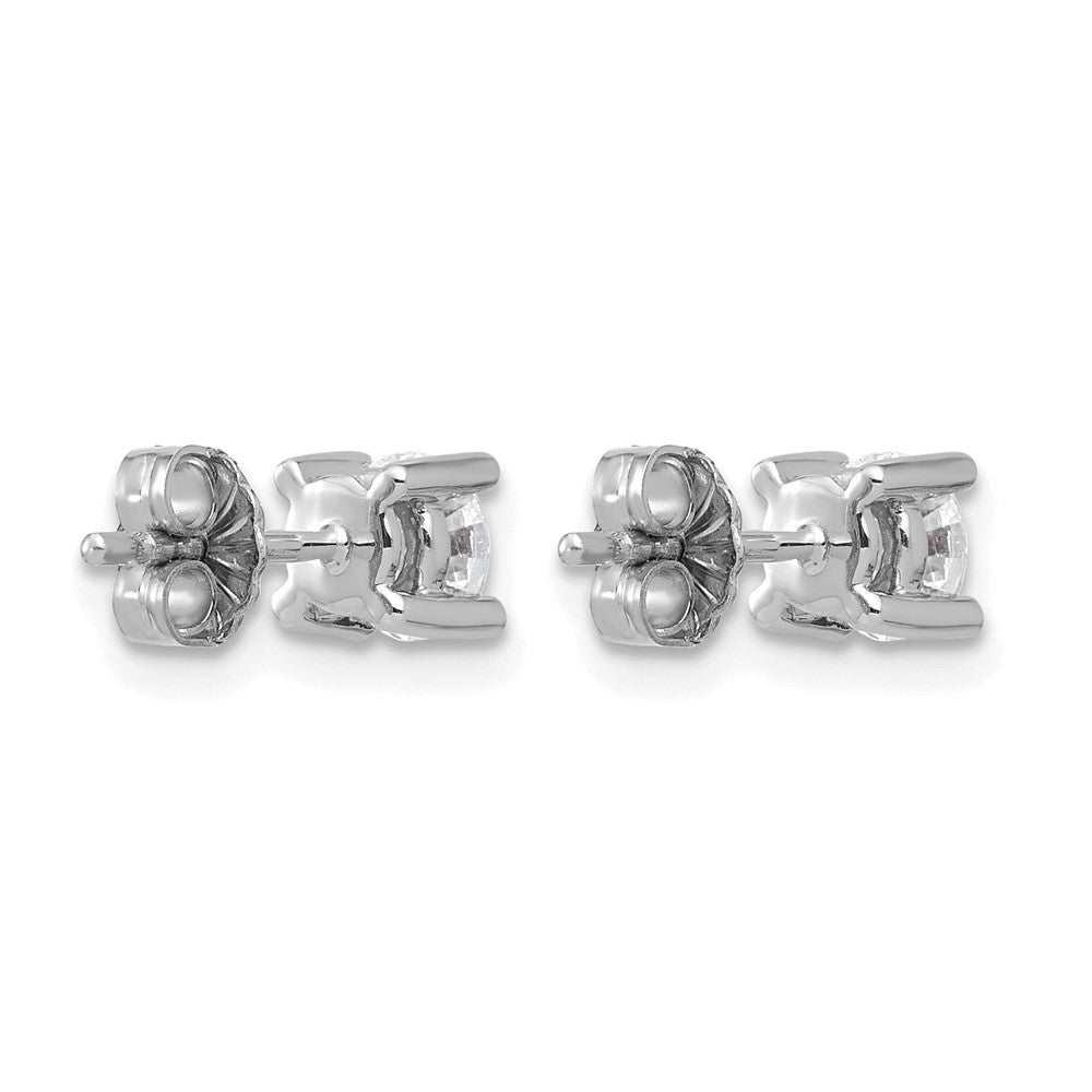 14k White Gold 7/8 carat Lab Grown Diamond VS/SI+ G+ Round Complete Four Prong Heavyweight Stud Earrings