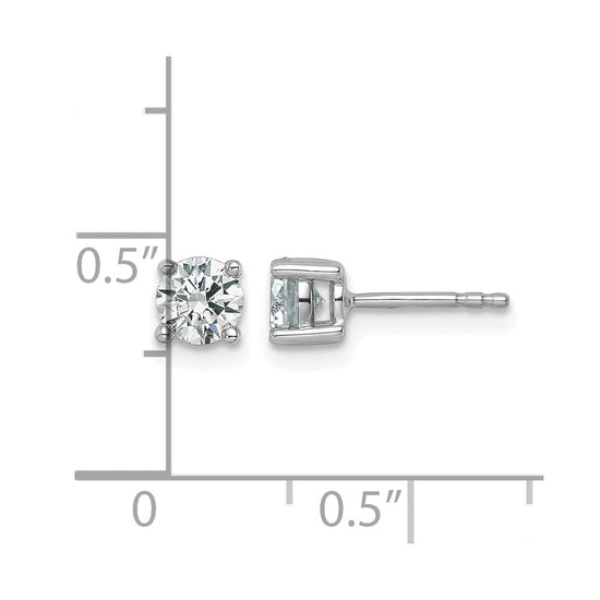14k White Gold 7/8 carat Lab Grown Diamond VS+ F+ Round Complete Four Prong Heavyweight Stud Earrings