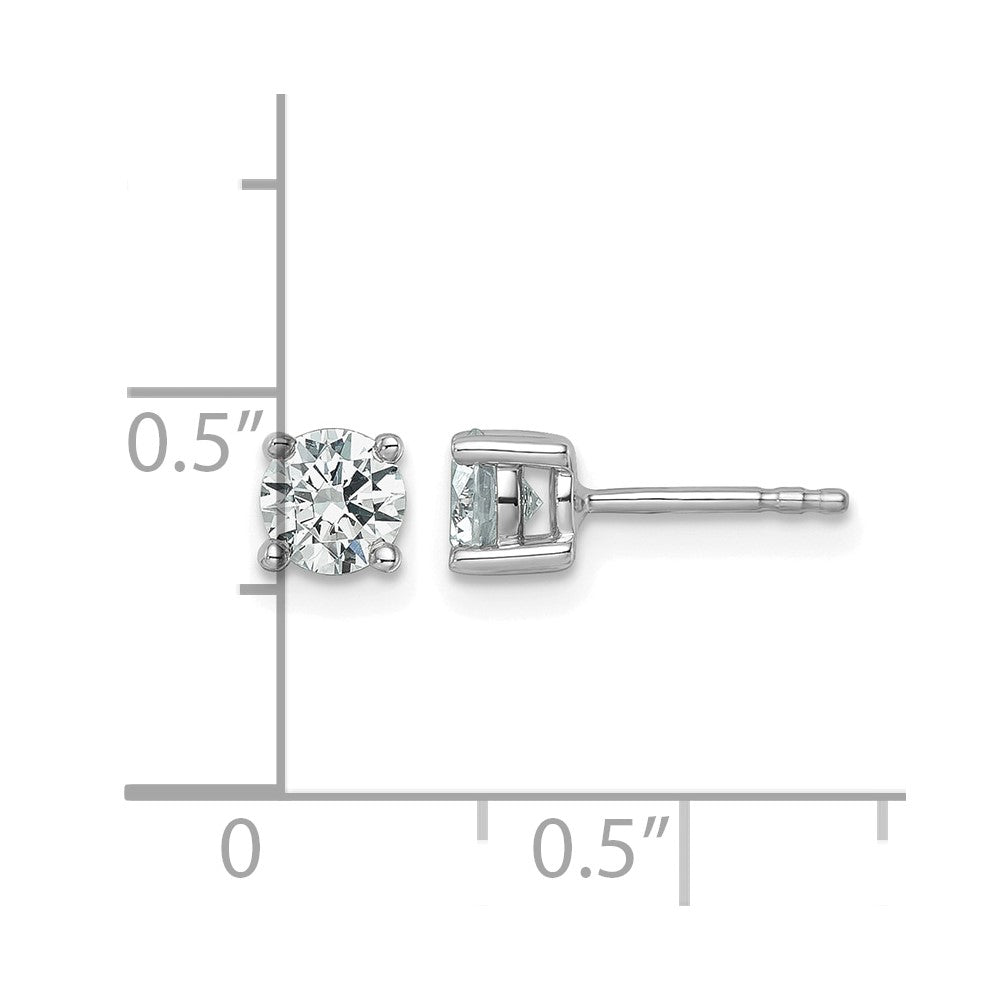 14k White Gold 7/8 carat Lab Grown Diamond VS+ F+ Round Complete Four Prong Heavyweight Stud Earrings
