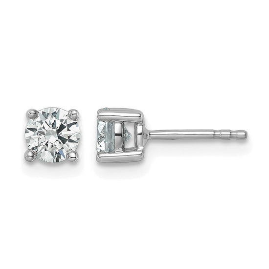 14k White Gold 7/8 carat Lab Grown Diamond VS+ F+ Round Complete Four Prong Heavyweight Stud Earrings