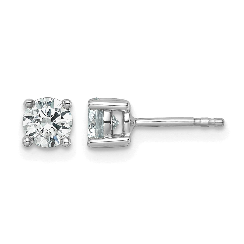 14k White Gold 7/8 carat Lab Grown Diamond VS+ F+ Round Complete Four Prong Heavyweight Stud Earrings