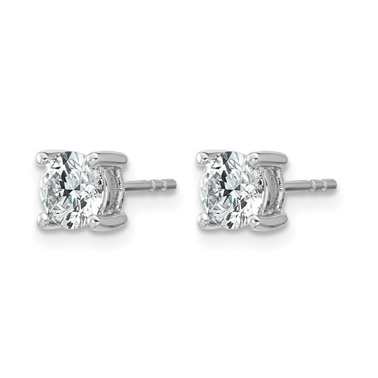 14k White Gold 1 carat Lab Grown Diamond VS+ F+ Round Complete Four Prong Heavyweight Stud Earrings