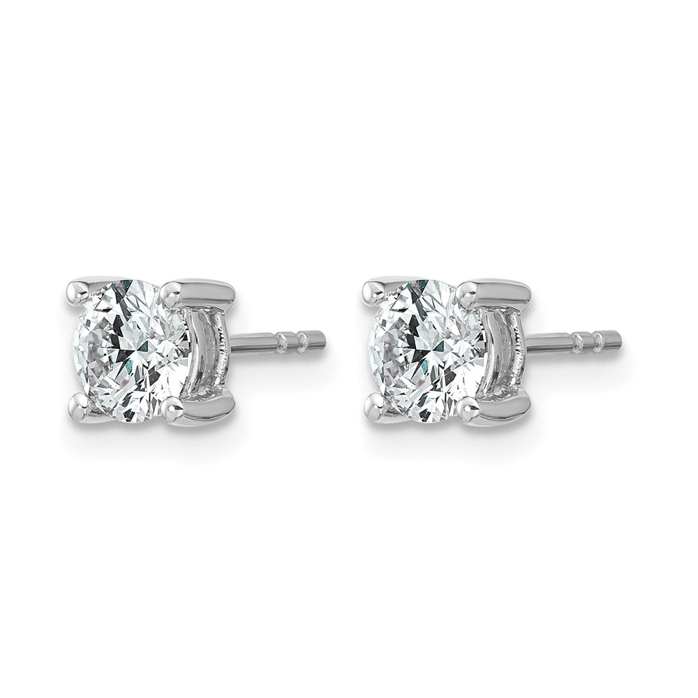 14k White Gold 1 carat Certified Lab Grown Diamond VS+ F+ Round Complete Four Prong Heavyweight Stud Earrings