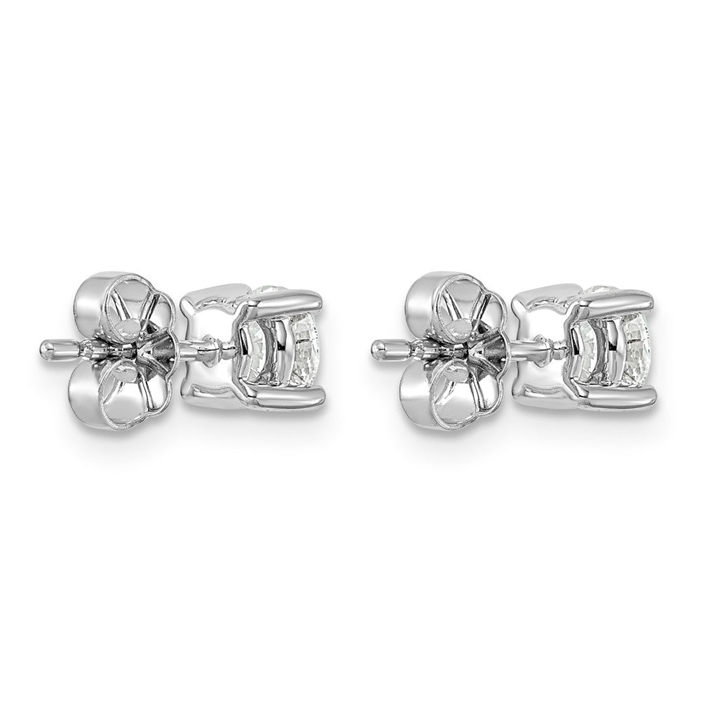 14k White Gold 1 carat Lab Grown Diamond VS/SI+ G+ Round Complete Four Prong Heavyweight Stud Earrings