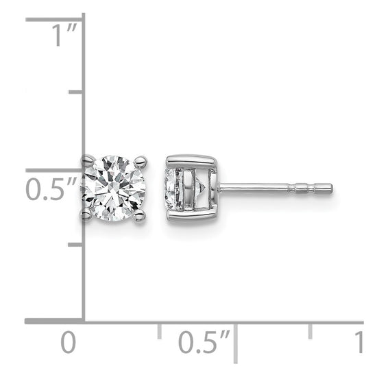 14k White Gold 1 carat Certified Lab Grown Diamond VS+ F+ Round Complete Four Prong Heavyweight Stud Earrings