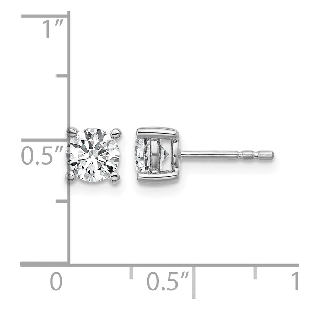 14k White Gold 1 carat Certified Lab Grown Diamond VS+ F+ Round Complete Four Prong Heavyweight Stud Earrings