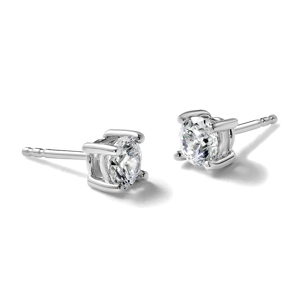14k White Gold 1 carat Certified Lab Grown Diamond VS+ F+ Round Complete Four Prong Heavyweight Stud Earrings