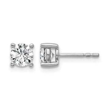 14k White Gold 1 carat Certified Lab Grown Diamond VS/SI+ G+ Round Complete Four Prong Heavyweight Stud Earrings