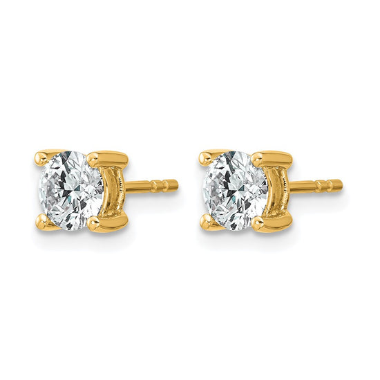 14k 1 carat Lab Grown Diamond VS/SI+ G+ Round Complete Four Prong Heavyweight Stud Earrings