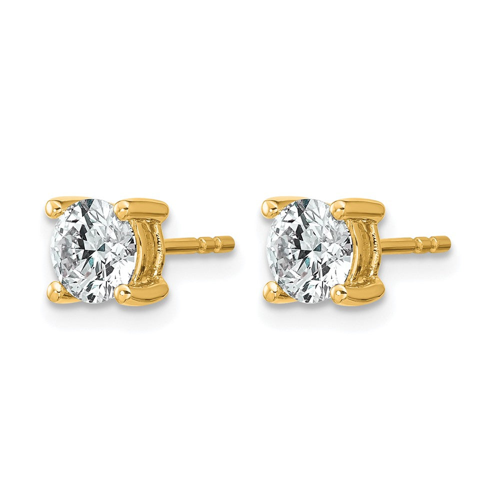 14k 1 carat Certified Lab Grown Diamond VS/SI+ G+ Round Complete Four Prong Heavyweight Stud Earrings