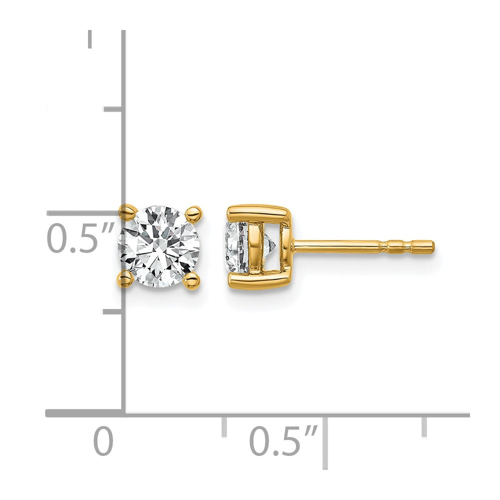 14k 1 carat Lab Grown Diamond VS/SI+ G+ Round Complete Four Prong Heavyweight Stud Earrings
