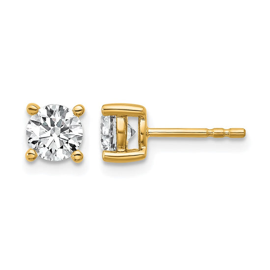 14k 1 carat Lab Grown Diamond VS/SI+ G+ Round Complete Four Prong Heavyweight Stud Earrings