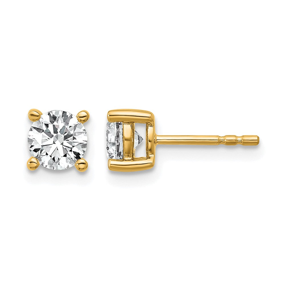 14k 1 carat Certified Lab Grown Diamond VS/SI+ G+ Round Complete Four Prong Heavyweight Stud Earrings