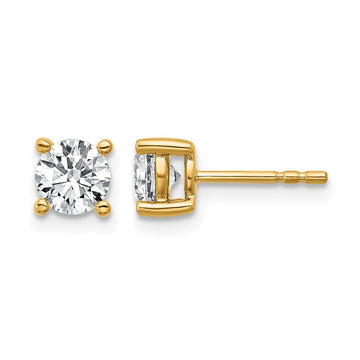 14k 1 carat Certified Lab Grown Diamond VS/SI+ G+ Round Complete Four Prong Heavyweight Stud Earrings
