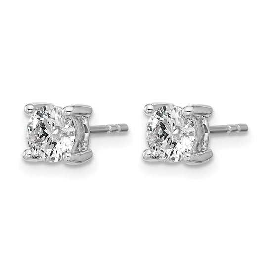 14k White Gold 1 1/4 ctw Lab Grown Diamond VS+ F+ Round 4 Prong Heavy Wt. Stud Earrings