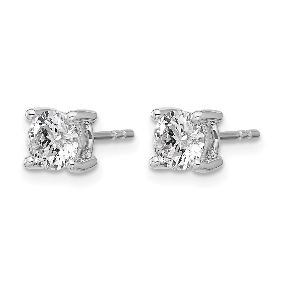 14k White Gold 1 1/4 ctw Lab Grown Diamond VS+ F+ Round 4 Prong Heavy Wt. Stud Earrings