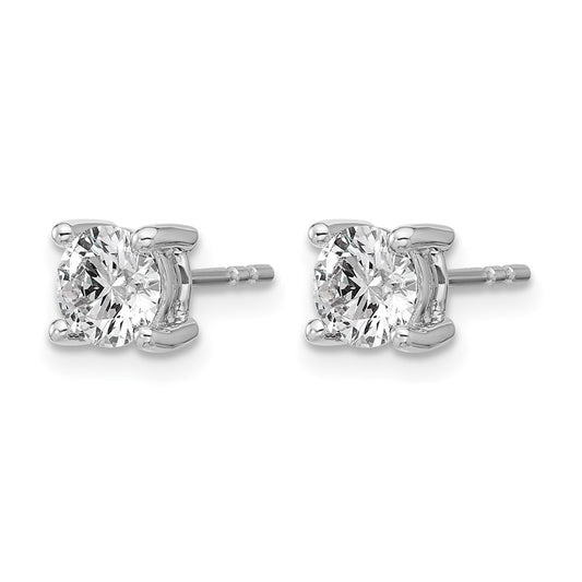 14k White Gold 1 1/4 ctw Lab Grown Diamond VS+ F+ Round 4 Prong Heavy Wt. Stud Earrings