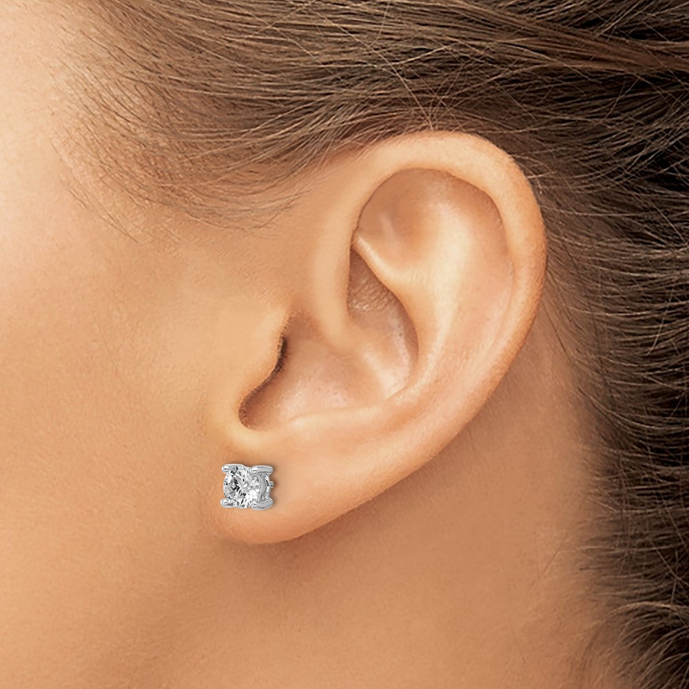 14k White Gold 1 1/4 ctw Lab Grown Diamond VS+ F+ Round 4 Prong Heavy Wt. Stud Earrings