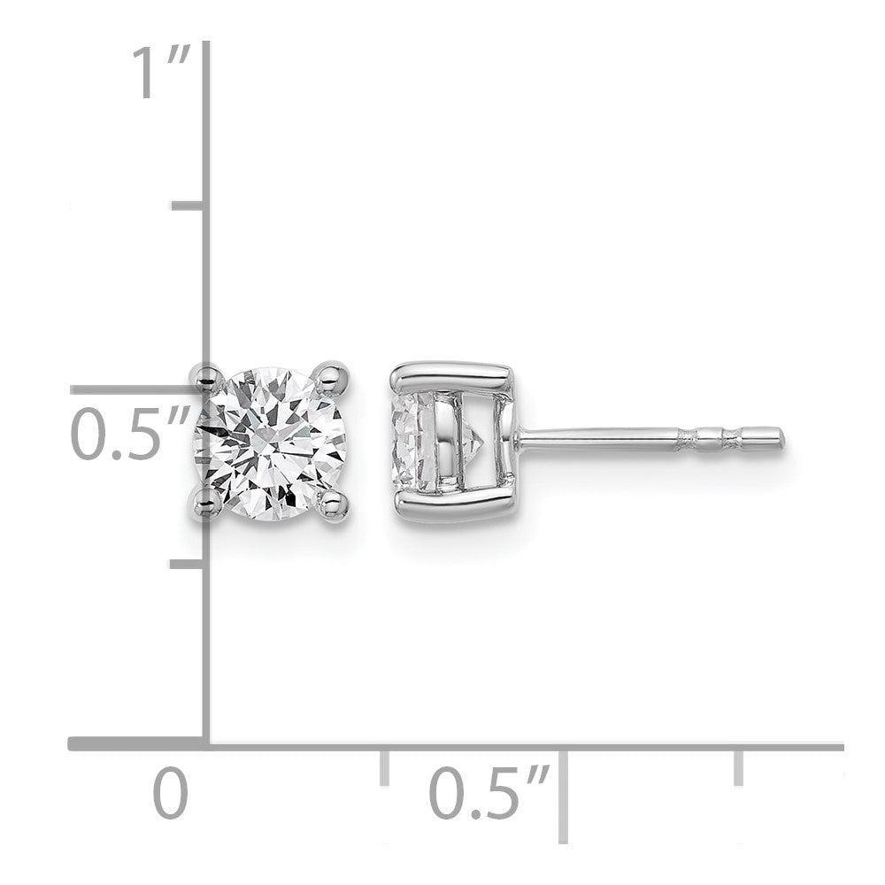 14k White Gold 1 1/4 ctw Lab Grown Diamond VS+ F+ Round 4 Prong Heavy Wt. Stud Earrings