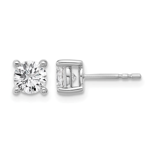 14k White Gold 1 1/4 ctw Lab Grown Diamond VS+ F+ Round 4 Prong Heavy Wt. Stud Earrings