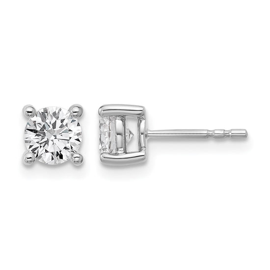 14k White Gold 1 1/4 ctw Lab Grown Diamond VS/SI+ G+ Round 4 Prong Heavy Wt. Stud Earrings