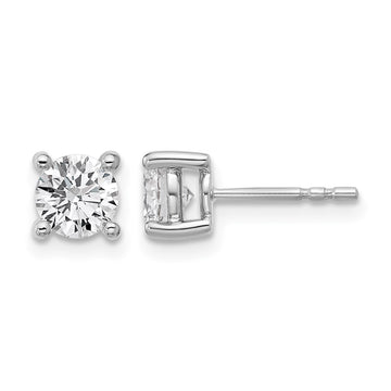 14k White Gold 1 1/4 ctw Lab Grown Diamond VS/SI+ G+ Round 4 Prong Heavy Wt. Stud Earrings