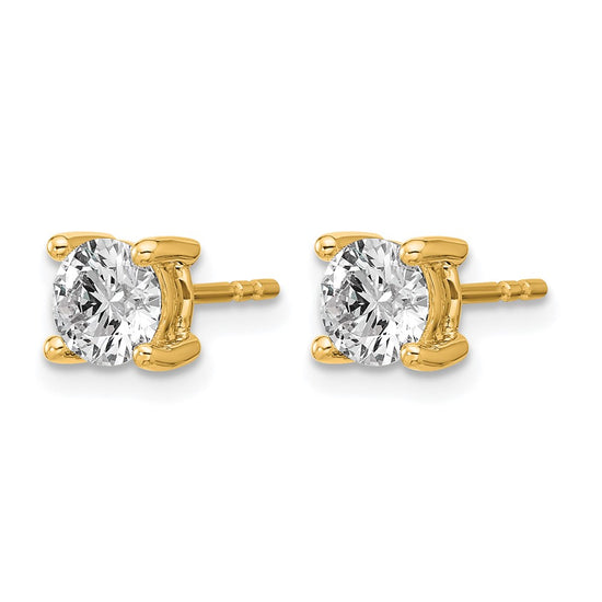 14k Yellow Gold 1 1/4 ctw Lab Grown Diamond VS/SI+ G+ Round 4 Prong Heavy Wt. Stud Earrings