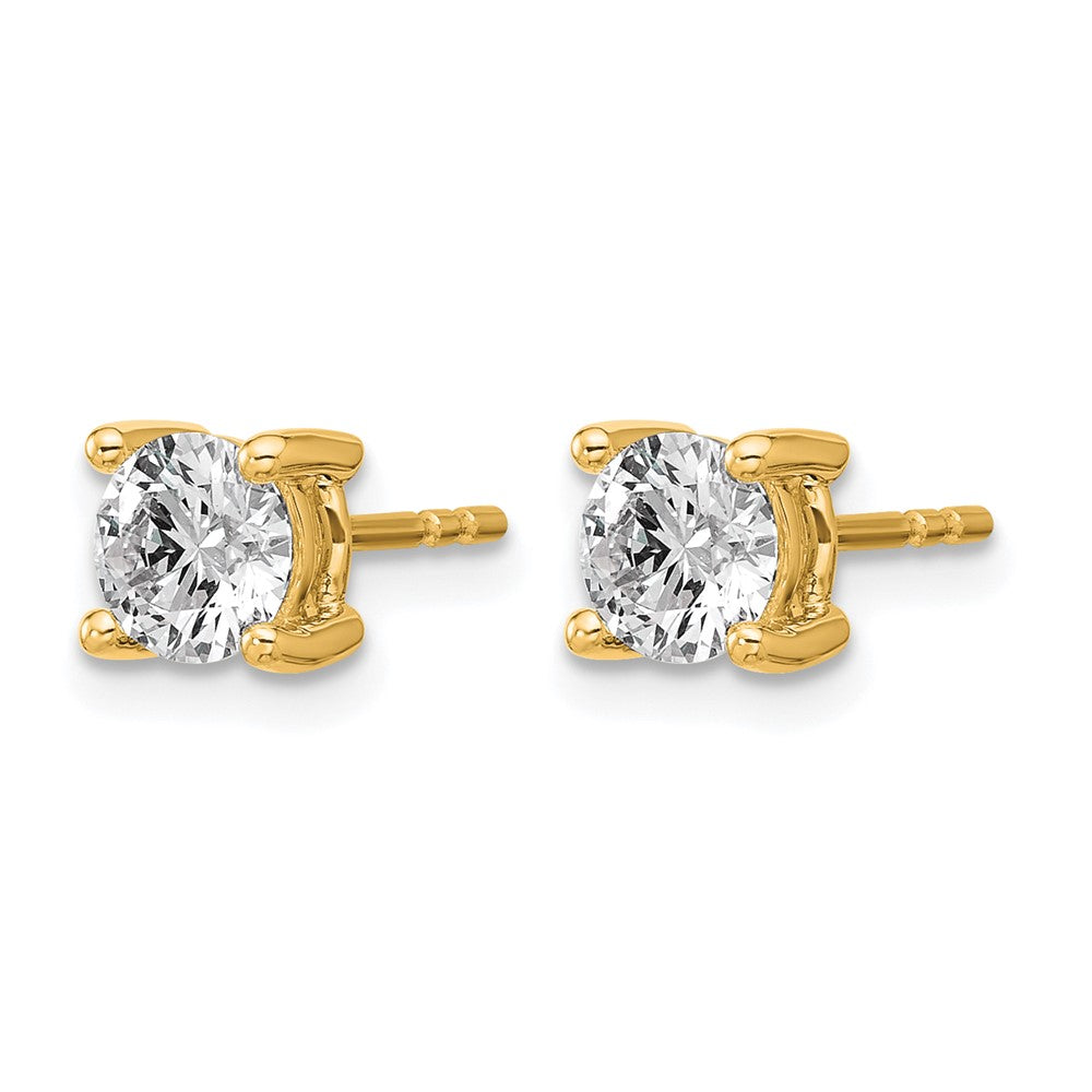 14k Yellow Gold 1 1/4 ctw Lab Grown Diamond VS/SI+ G+ Round 4 Prong Heavy Wt. Stud Earrings
