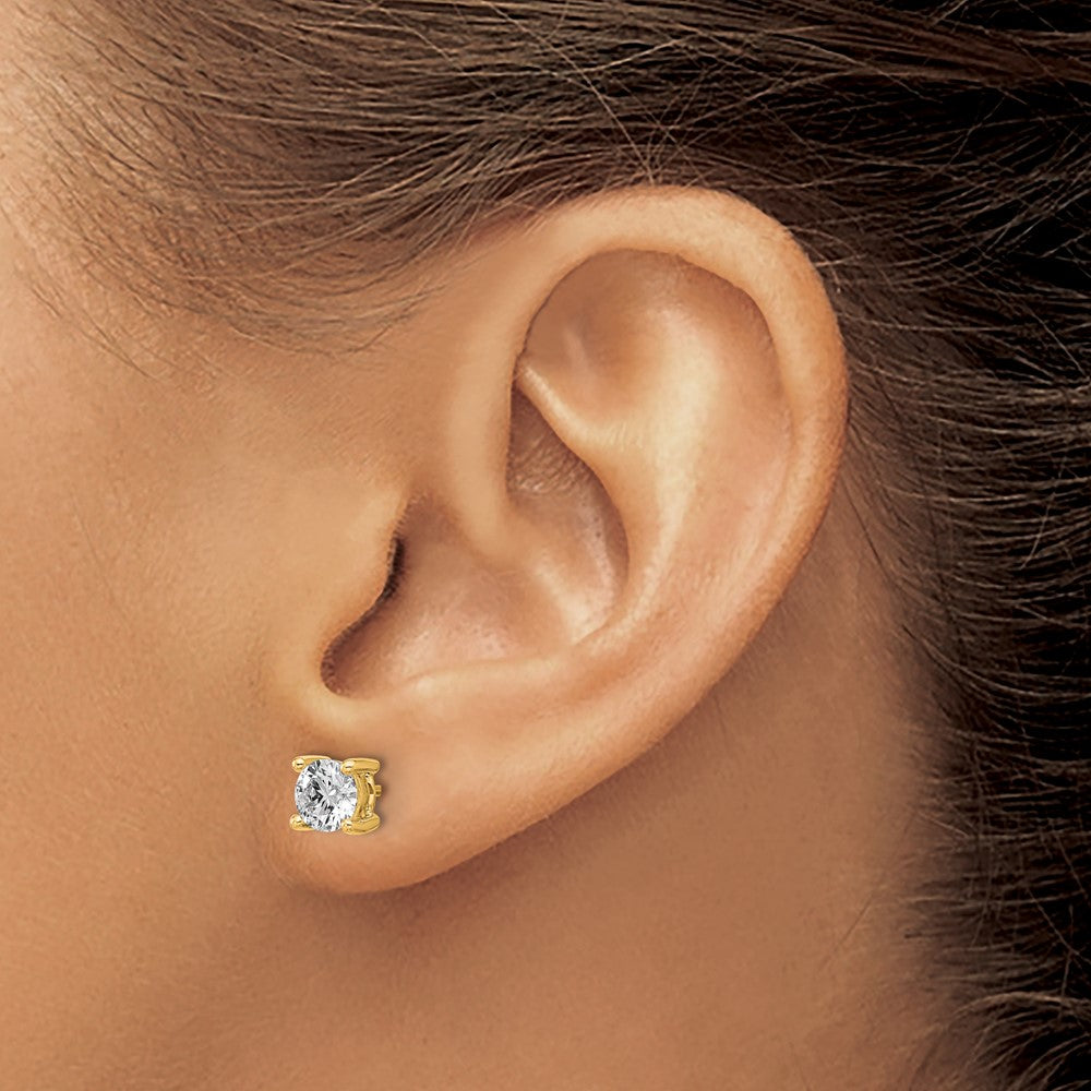14k Yellow Gold 1 1/4 ctw Lab Grown Diamond VS/SI+ G+ Round 4 Prong Heavy Wt. Stud Earrings