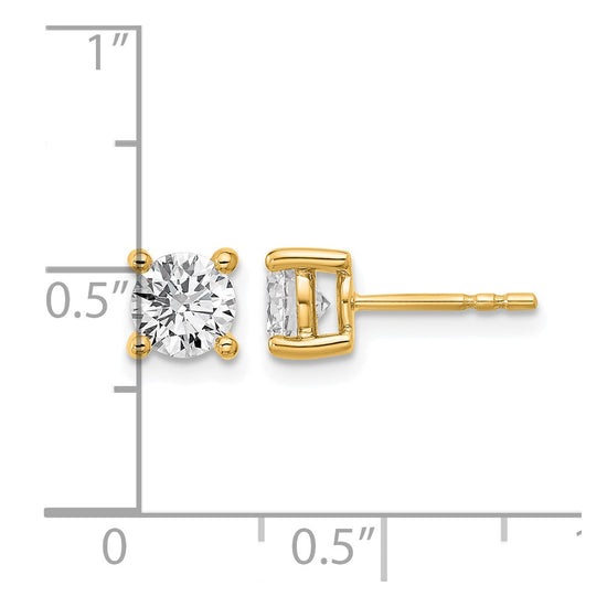 14k Yellow Gold 1 1/4 ctw Lab Grown Diamond VS/SI+ G+ Round 4 Prong Heavy Wt. Stud Earrings
