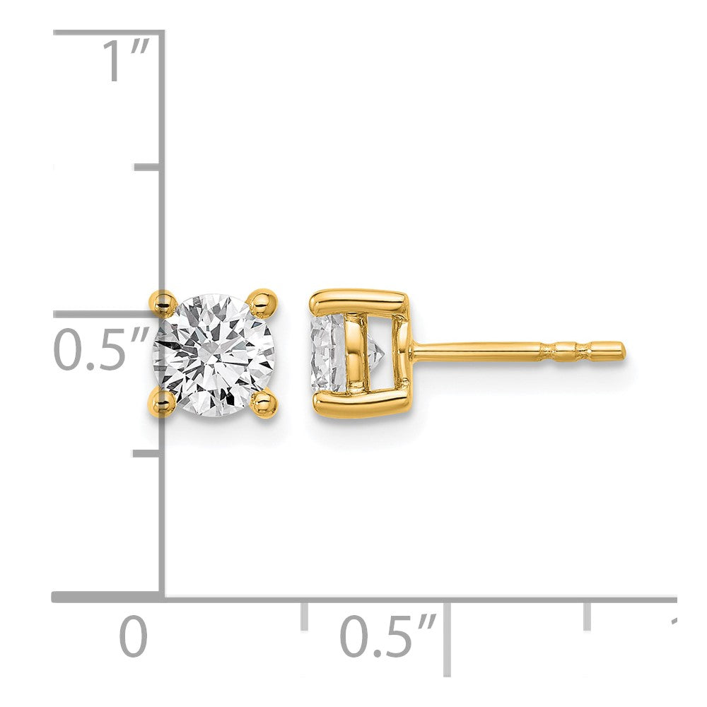 14k Yellow Gold 1 1/4 ctw Lab Grown Diamond VS/SI+ G+ Round 4 Prong Heavy Wt. Stud Earrings