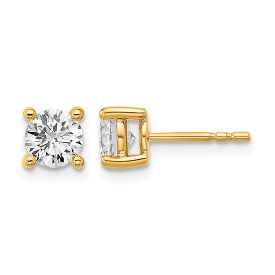 14k Yellow Gold 1 1/4 ctw Lab Grown Diamond VS/SI+ G+ Round 4 Prong Heavy Wt. Stud Earrings