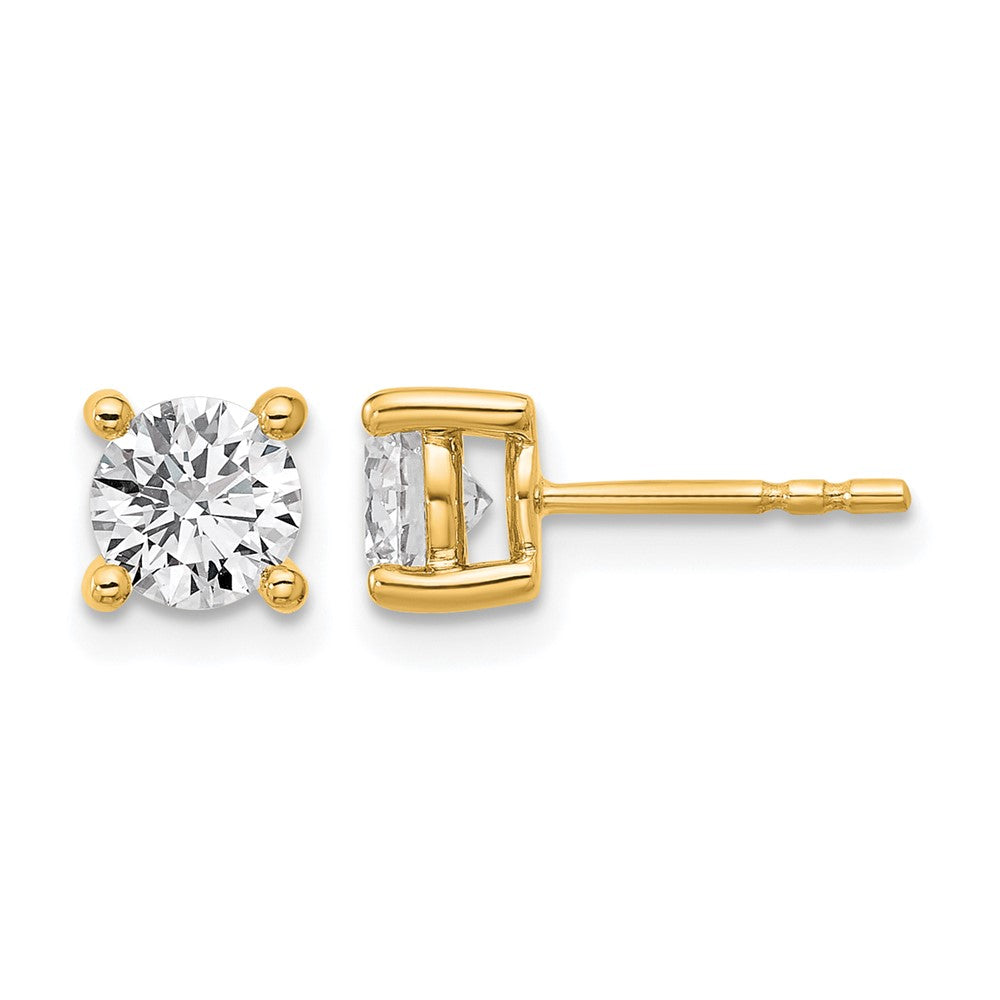 14k Yellow Gold 1 1/4 ctw Lab Grown Diamond VS/SI+ G+ Round 4 Prong Heavy Wt. Stud Earrings