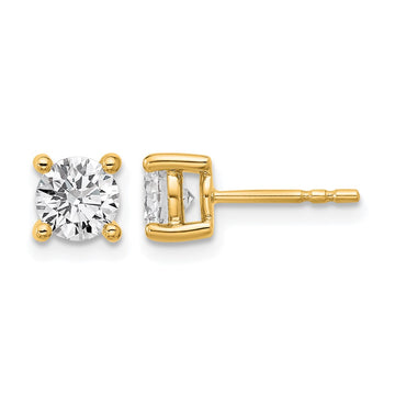 14k Yellow Gold 1 1/4 ctw Lab Grown Diamond VS/SI+ G+ Round 4 Prong Heavy Wt. Stud Earrings