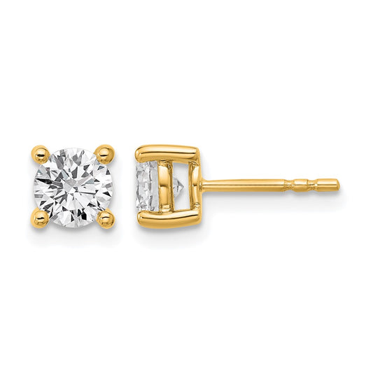 14k Yellow Gold 1 1/4 ctw Lab Grown Diamond VS/SI+ G+ Round 4 Prong Heavy Wt. Stud Earrings