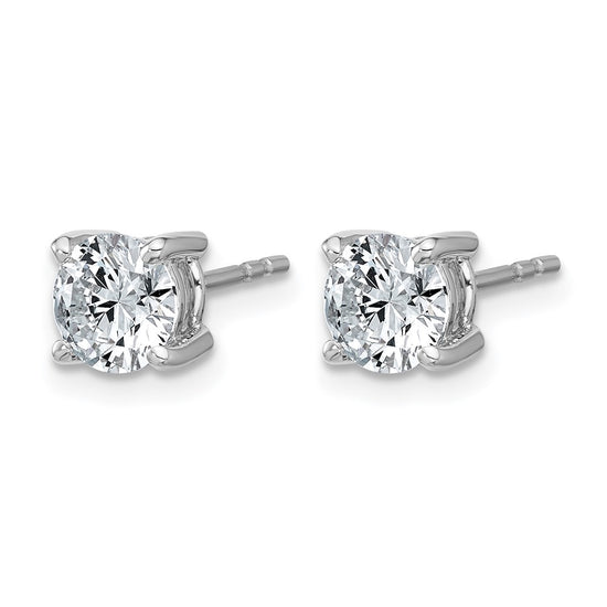 14k White Gold 1 3/8 ctw Lab Grown Diamond VS+ F+ Round 4 Prong Heavy Wt. Stud Earrings