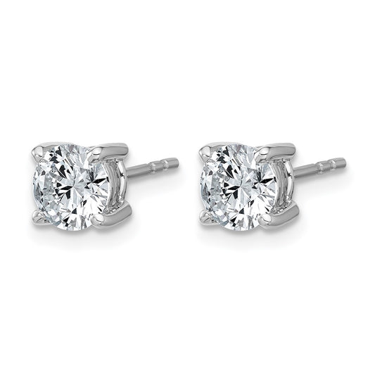 14k White Gold 1 3/8 ctw Lab Grown Diamond VS+ F+ Round 4 Prong Heavy Wt. Stud Earrings