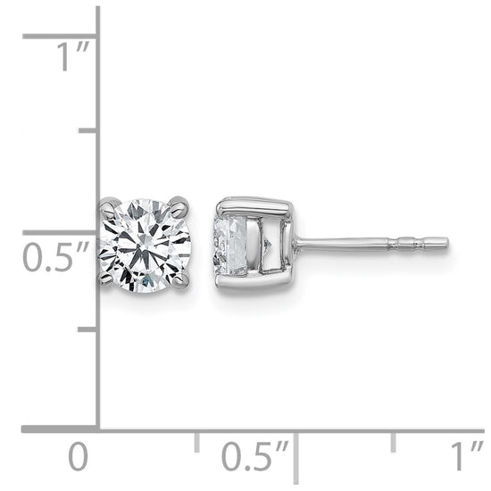 14k White Gold 1 3/8 ctw Lab Grown Diamond VS+ F+ Round 4 Prong Heavy Wt. Stud Earrings