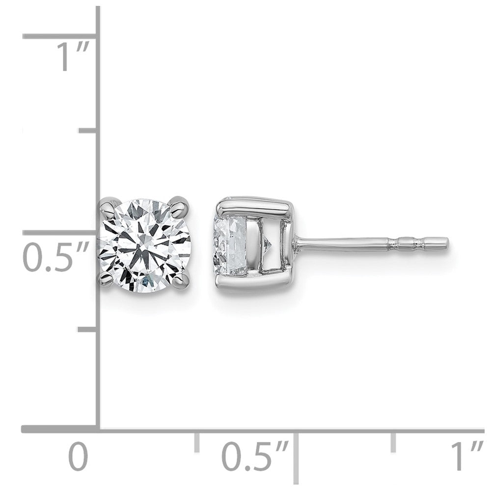14k White Gold 1 3/8 ctw Lab Grown Diamond VS+ F+ Round 4 Prong Heavy Wt. Stud Earrings