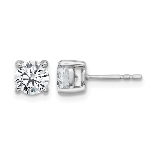 14k White Gold 1 3/8 ctw Lab Grown Diamond VS+ F+ Round 4 Prong Heavy Wt. Stud Earrings