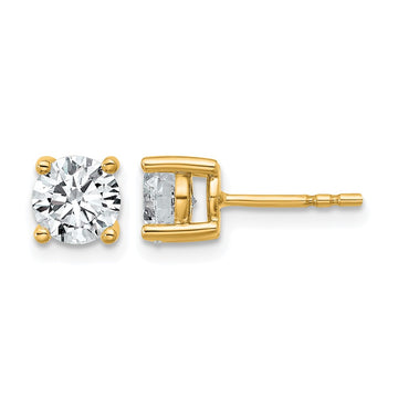 14k Yellow Gold 1 3/8 ctw Lab Grown Diamond VS/SI+ G+ Round 4 Prong Heavy Wt. Stud Earrings