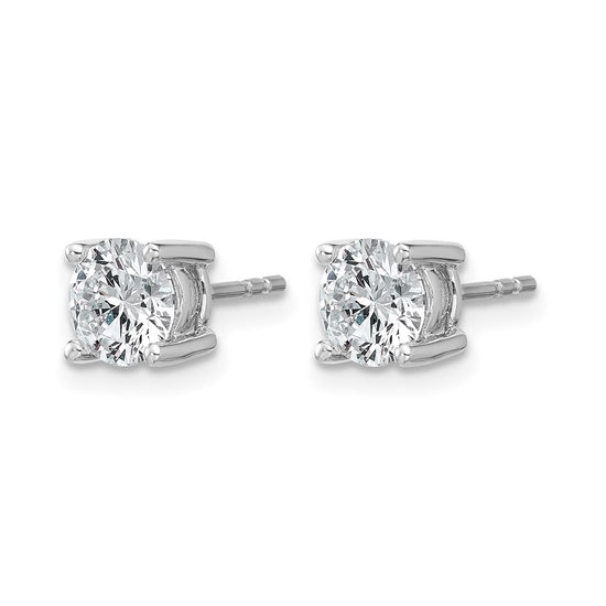 14k White Gold 1 3/4 carat Lab Grown Diamond VS+ F+ Round Complete Four Prong Heavyweight Stud Earrings