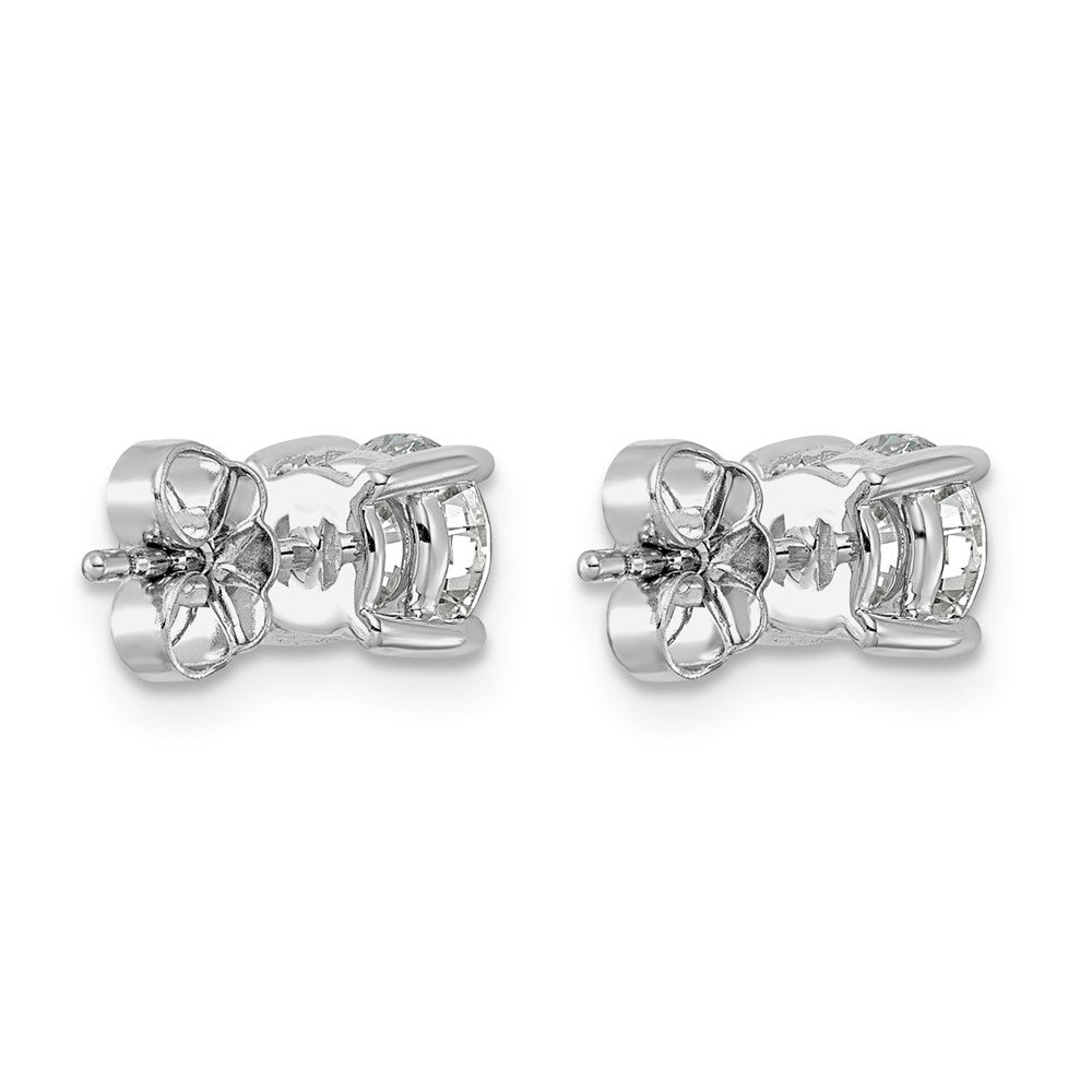 14k White Gold 1 3/4 carat Lab Grown Diamond VS+ F+ Round Complete Four Prong Heavyweight Stud Earrings