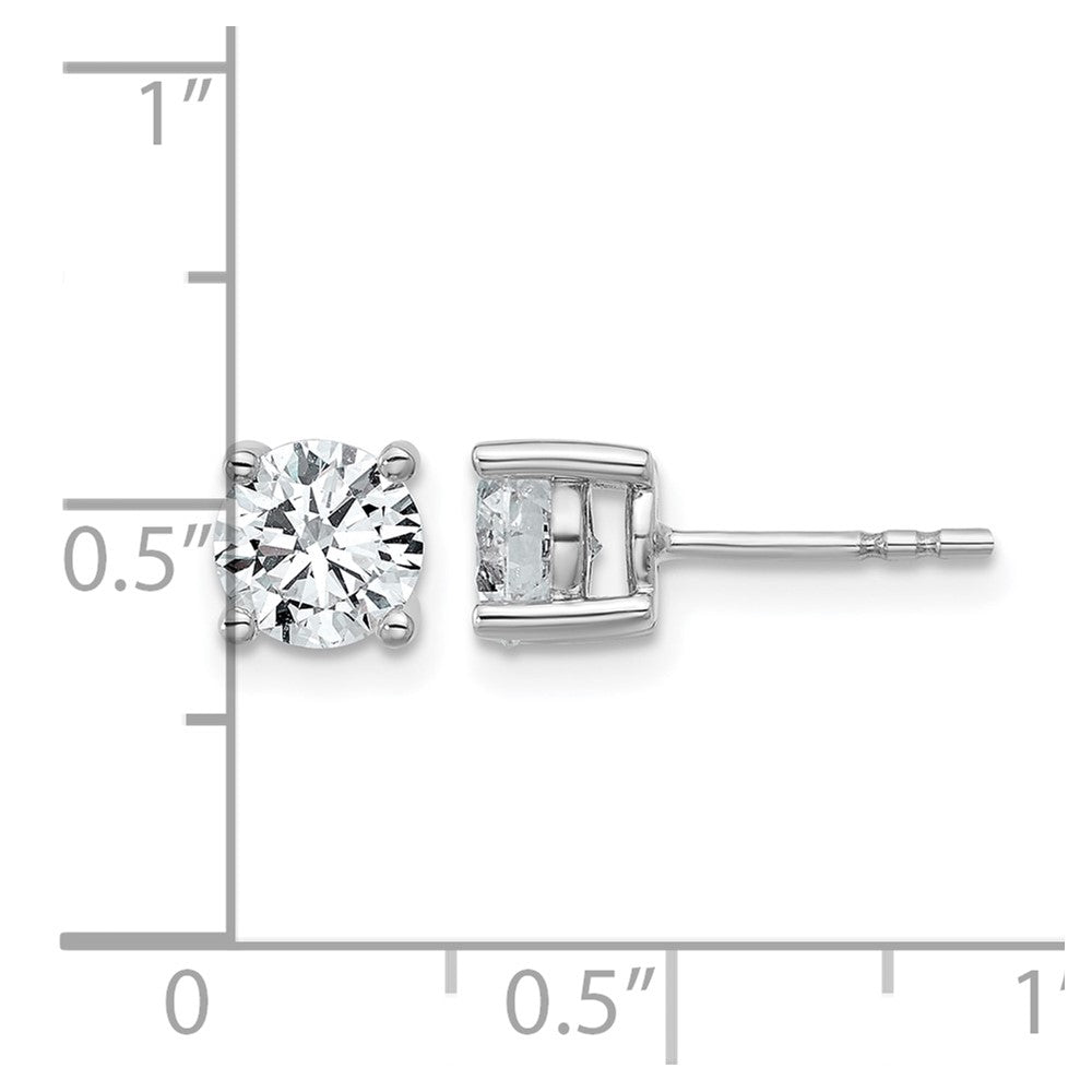 14k White Gold 1 3/4 carat Lab Grown Diamond VS+ F+ Round Complete Four Prong Heavyweight Stud Earrings