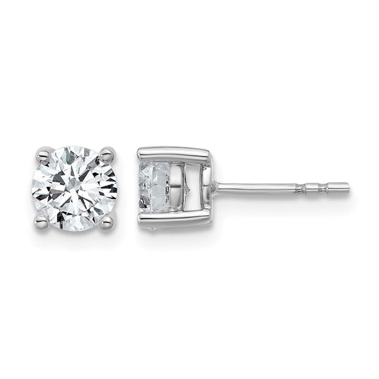 14k White Gold 1 1/2 carat Lab Grown Diamond VS+ F+ Round Complete Four Prong Heavyweight Stud Earrings