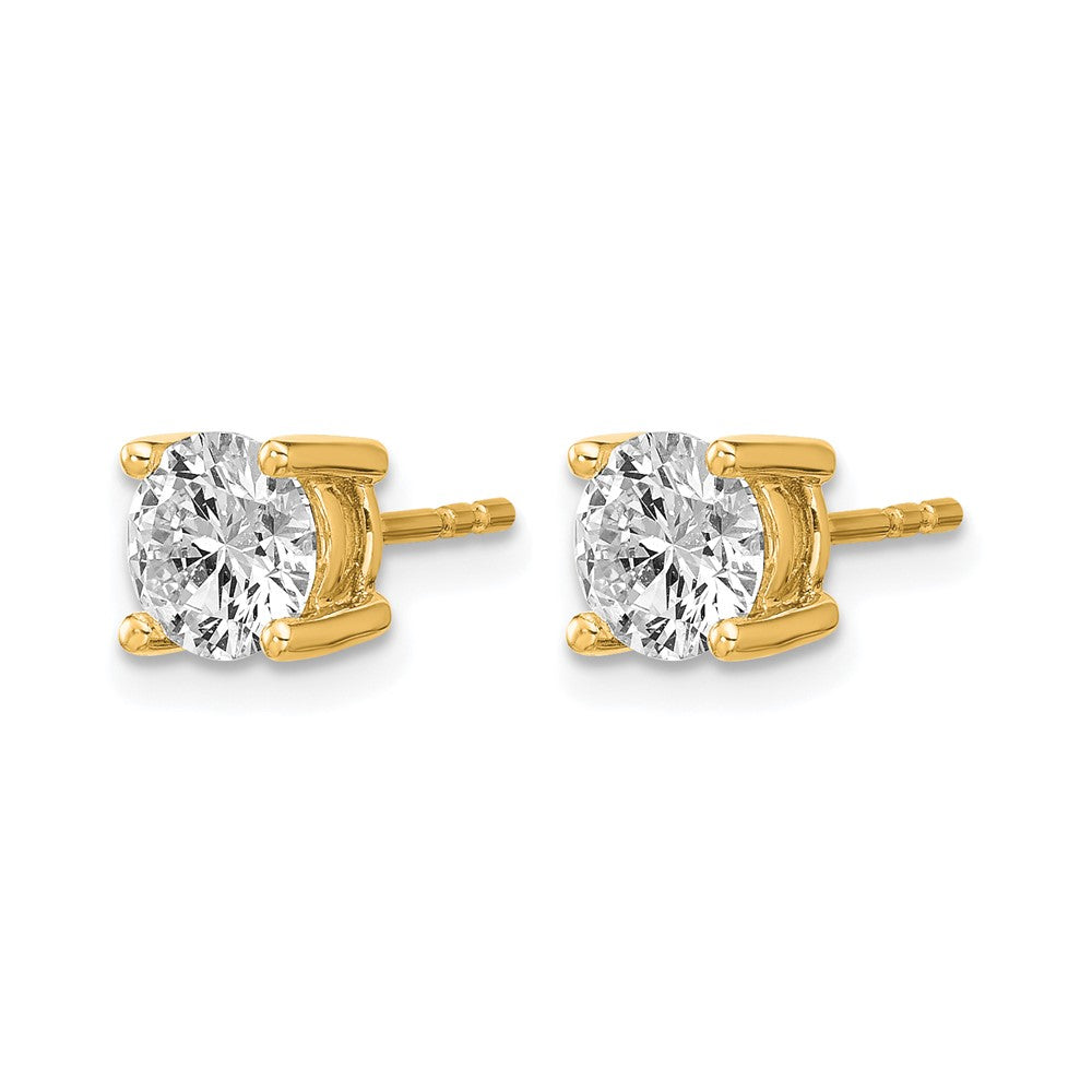 14k 1 1/2 carat Lab Grown Diamond VS+ F+ Round Complete Four Prong Heavyweight Stud Earrings