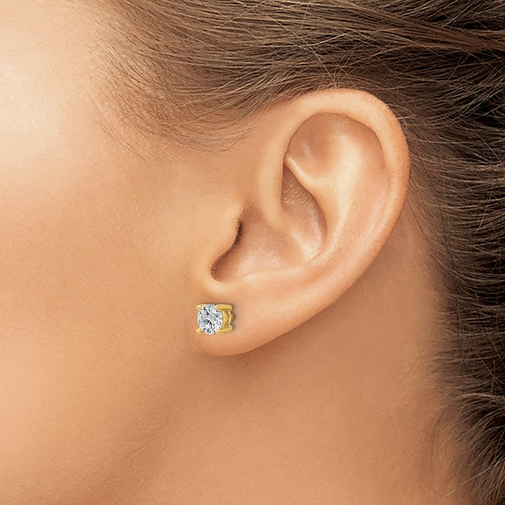 14k 1 1/2 carat Lab Grown Diamond VS+ F+ Round Complete Four Prong Heavyweight Stud Earrings
