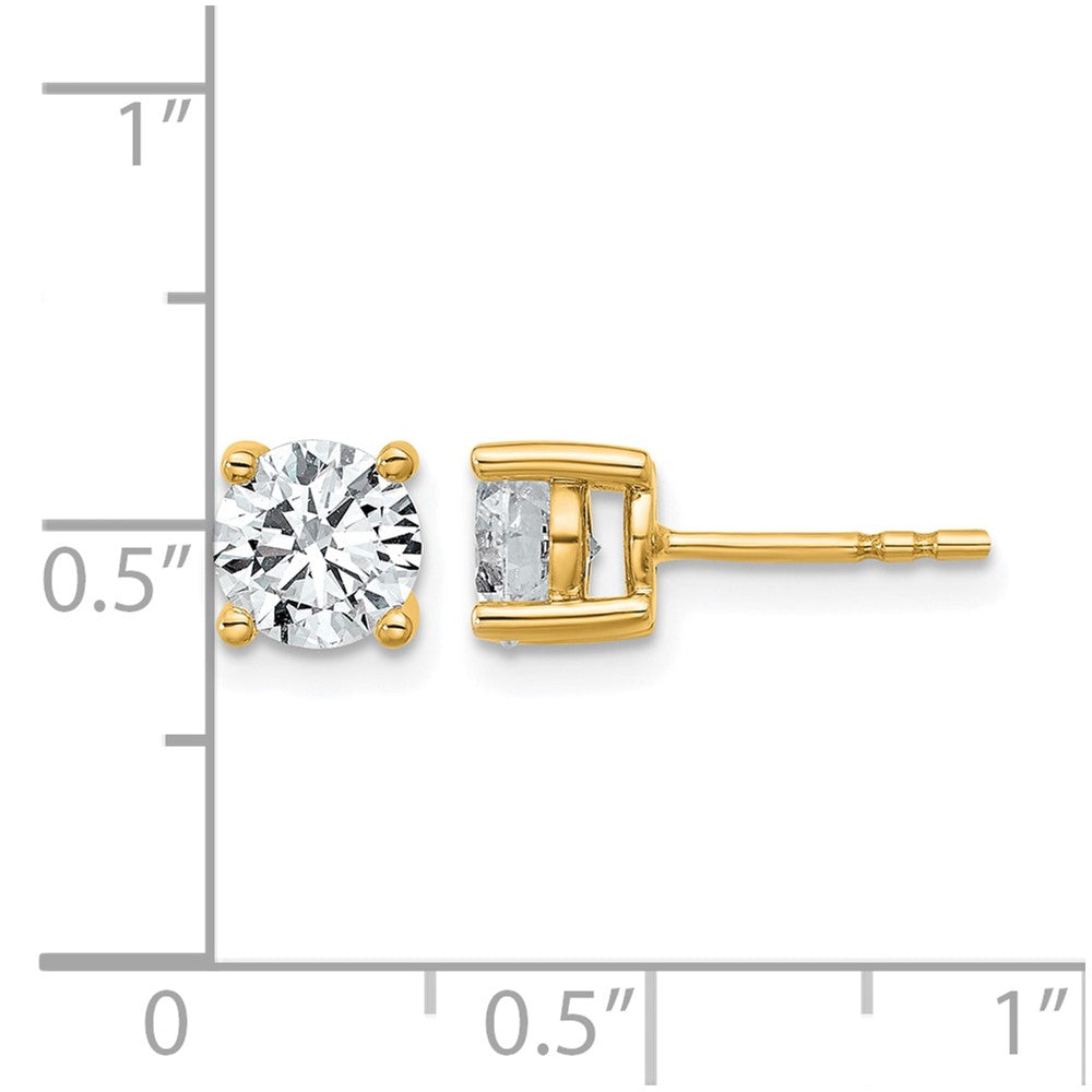 14k 1 1/2 carat Lab Grown Diamond VS+ F+ Round Complete Four Prong Heavyweight Stud Earrings