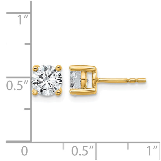 14k 1 1/2 carat Certified Lab Grown Diamond VS/SI+ G+ Round Complete Four Prong Heavyweight Stud Earrings